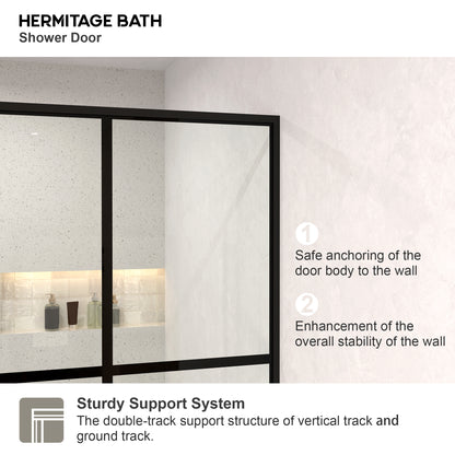 Monture 34 in. W x 72 in. H Fixed Framed Shower Screen Door in Matte Black 1010A-6_0318cc36-e6f3-420e-a5fe-8501401e53ca