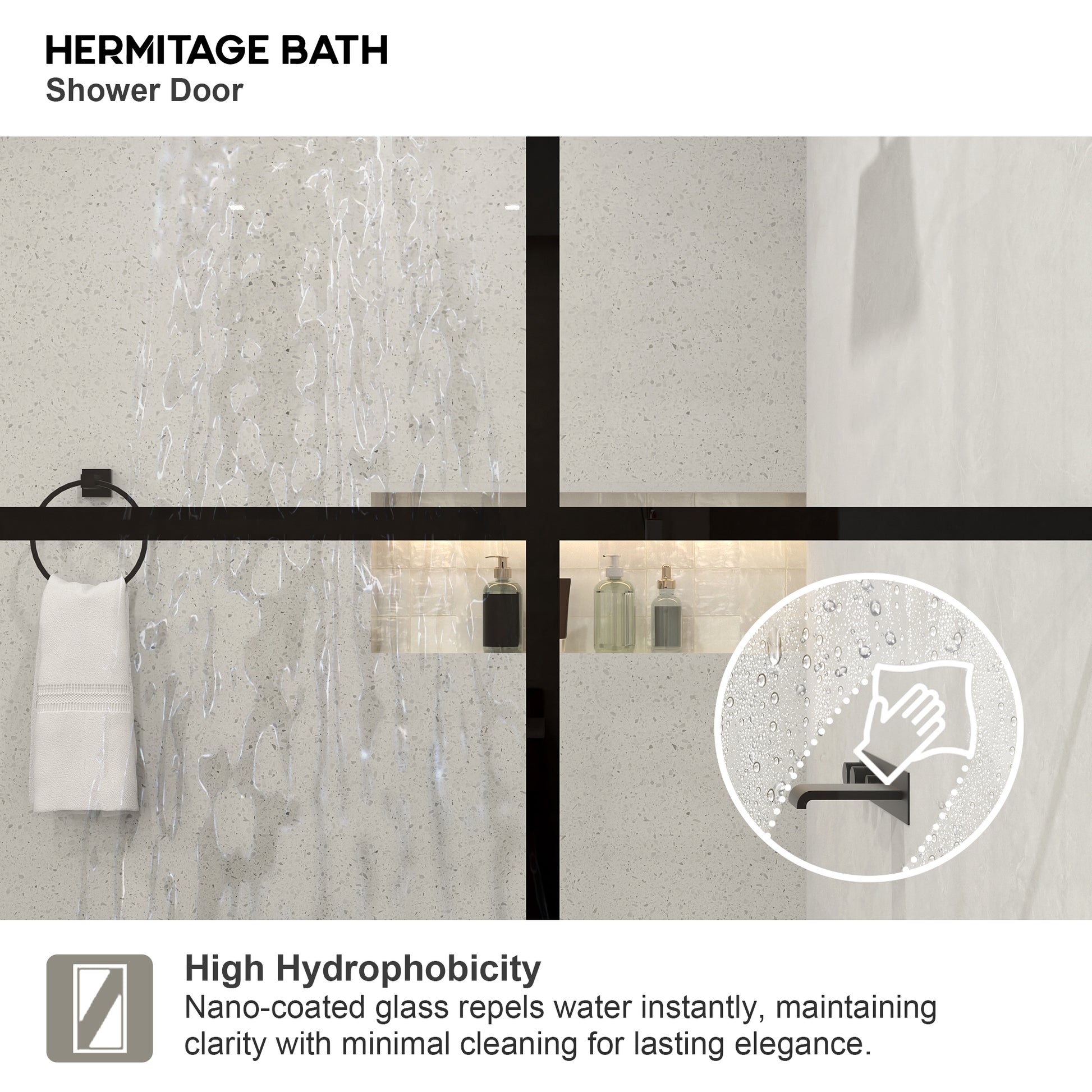 Monture 34 in. W x 72 in. H Fixed Framed Shower Screen Door in Matte Black 1010A-7_a7bca396-b5ec-4d1c-a29b-672d16a40a6e