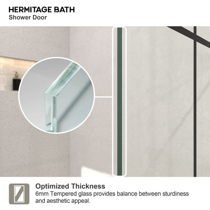 Monture 34 in. W x 72 in. H Fixed Framed Shower Screen Door in Matte Black 1010A-8_8415548e-a824-4f08-b8ee-688e9859490c