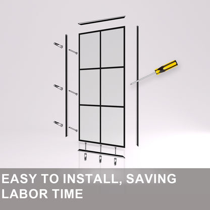 Nyssa 34 in. W x 72 in. H Framed Fixed Shower Screen Door in Matte Black with 5/16 in. (8mm) Tempered Glass