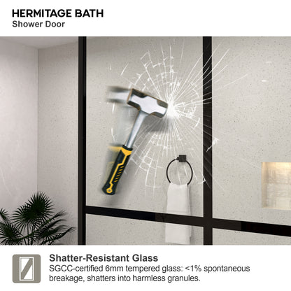 Monture 34 in. W x 72 in. H Fixed Framed Shower Screen Door in Matte Black 1010A-9_37db2eb7-ec00-42a4-8895-d112e6809acc