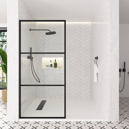 Nyssa 34 in. W x 72 in. H Framed Fixed Shower Screen Door in Matte Black with 5/16 in. (8mm) Tempered Glass
