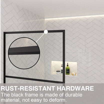 Nyssa 34 in. W x 72 in. H Framed Fixed Shower Screen Door in Matte Black with 5/16 in. (8mm) Tempered Glass