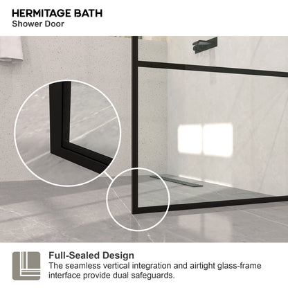 Monture 34 in. W x 72 in. H Fixed Framed Shower Screen Door in Matte Black 1010B-5_61b571e5-8862-4ee6-8108-919cc15c82ce