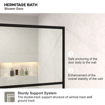 Monture 34 in. W x 72 in. H Fixed Framed Shower Screen Door in Matte Black 1010B-6_63f22fe9-f1b6-45b2-a588-a43a757e44d2