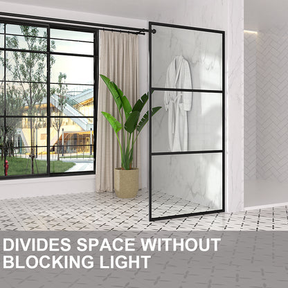 Nyssa 34 in. W x 72 in. H Framed Fixed Shower Screen Door in Matte Black with 5/16 in. (8mm) Tempered Glass