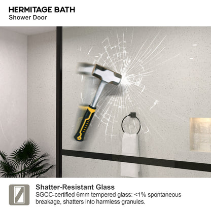 Monture 34 in. W x 72 in. H Fixed Framed Shower Screen Door in Matte Black 1010B-9_7752b045-4f41-4a83-8c8d-774373cf4b57