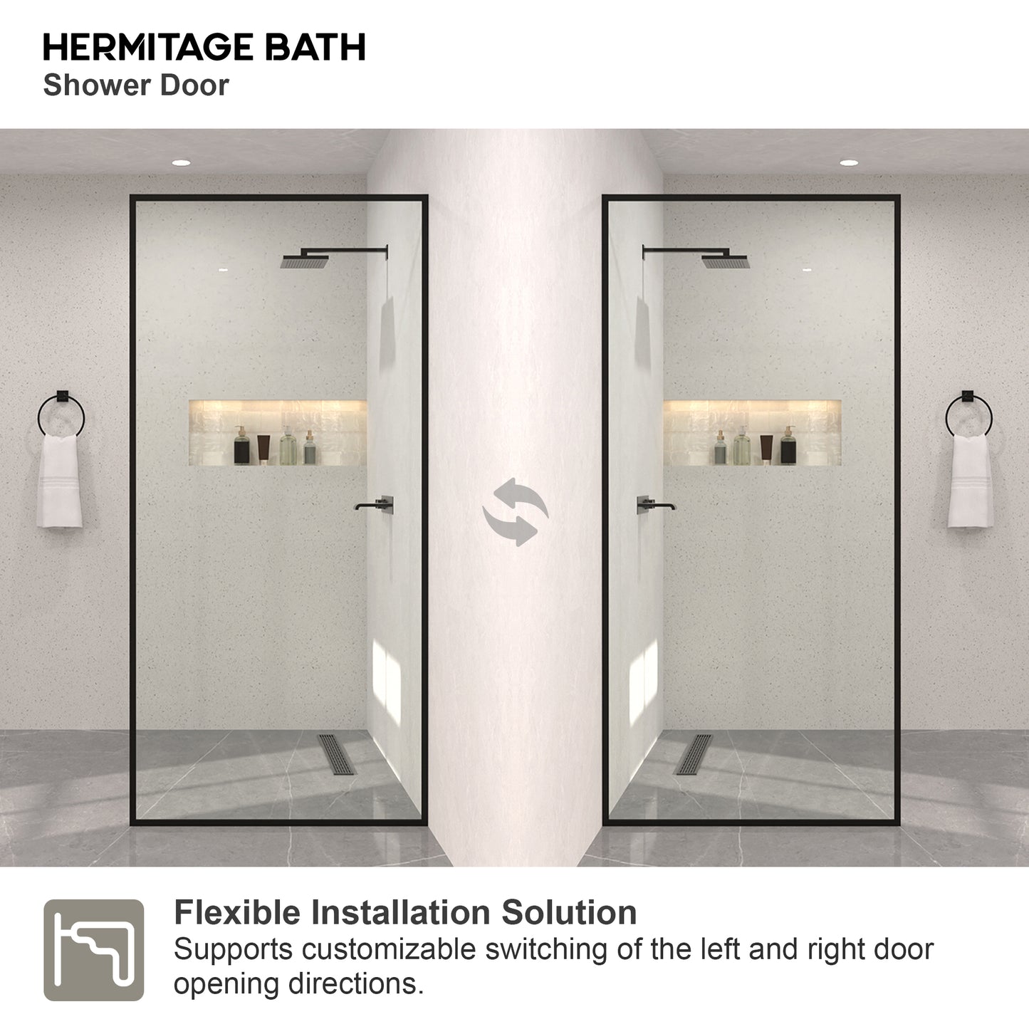 Monture 34 in. W x 72 in. H Fixed Framed Shower Screen Door in Matte Black 1010C-10_05326f00-5081-4b91-99cb-9a4c1f55bab8