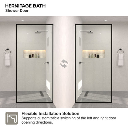 Monture 34 in. W x 72 in. H Fixed Framed Shower Screen Door in Matte Black 1010C-10_05326f00-5081-4b91-99cb-9a4c1f55bab8