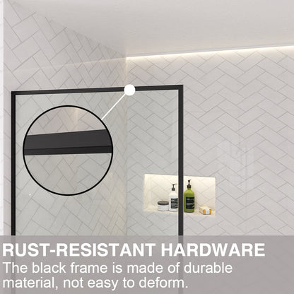 Nyssa 34 in. W x 72 in. H Framed Fixed Shower Screen Door in Matte Black with 5/16 in. (8mm) Tempered Glass