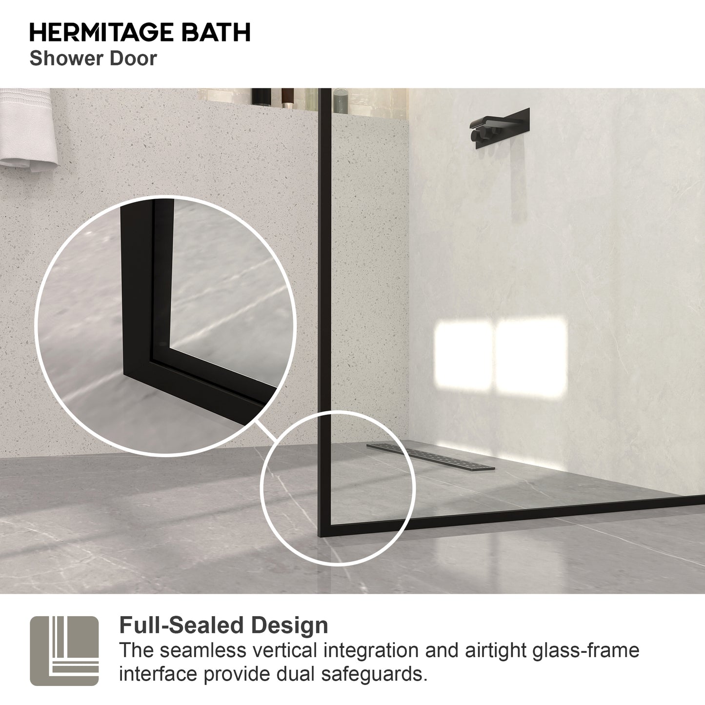 Monture 34 in. W x 72 in. H Fixed Framed Shower Screen Door in Matte Black 1010C-5_25117a2e-9003-4152-a7fd-6f50594491c5