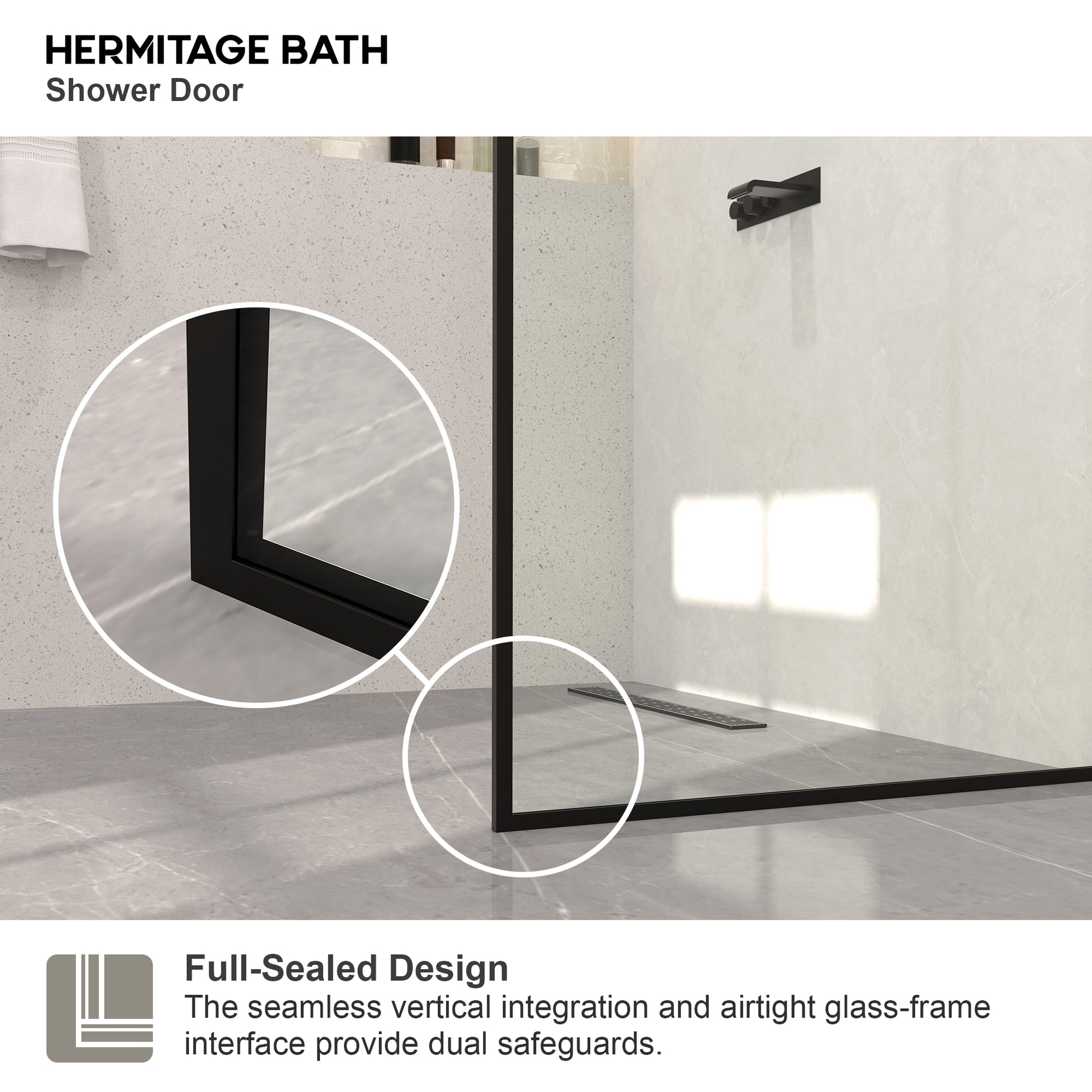 Monture 34 in. W x 72 in. H Fixed Framed Shower Screen Door in Matte Black 1010C-5_25117a2e-9003-4152-a7fd-6f50594491c5