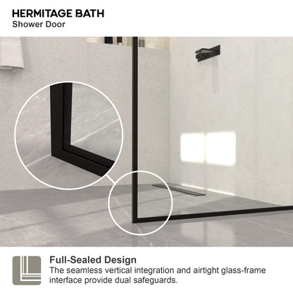 Monture 34 in. W x 72 in. H Fixed Framed Shower Screen Door in Matte Black 1010C-5_25117a2e-9003-4152-a7fd-6f50594491c5