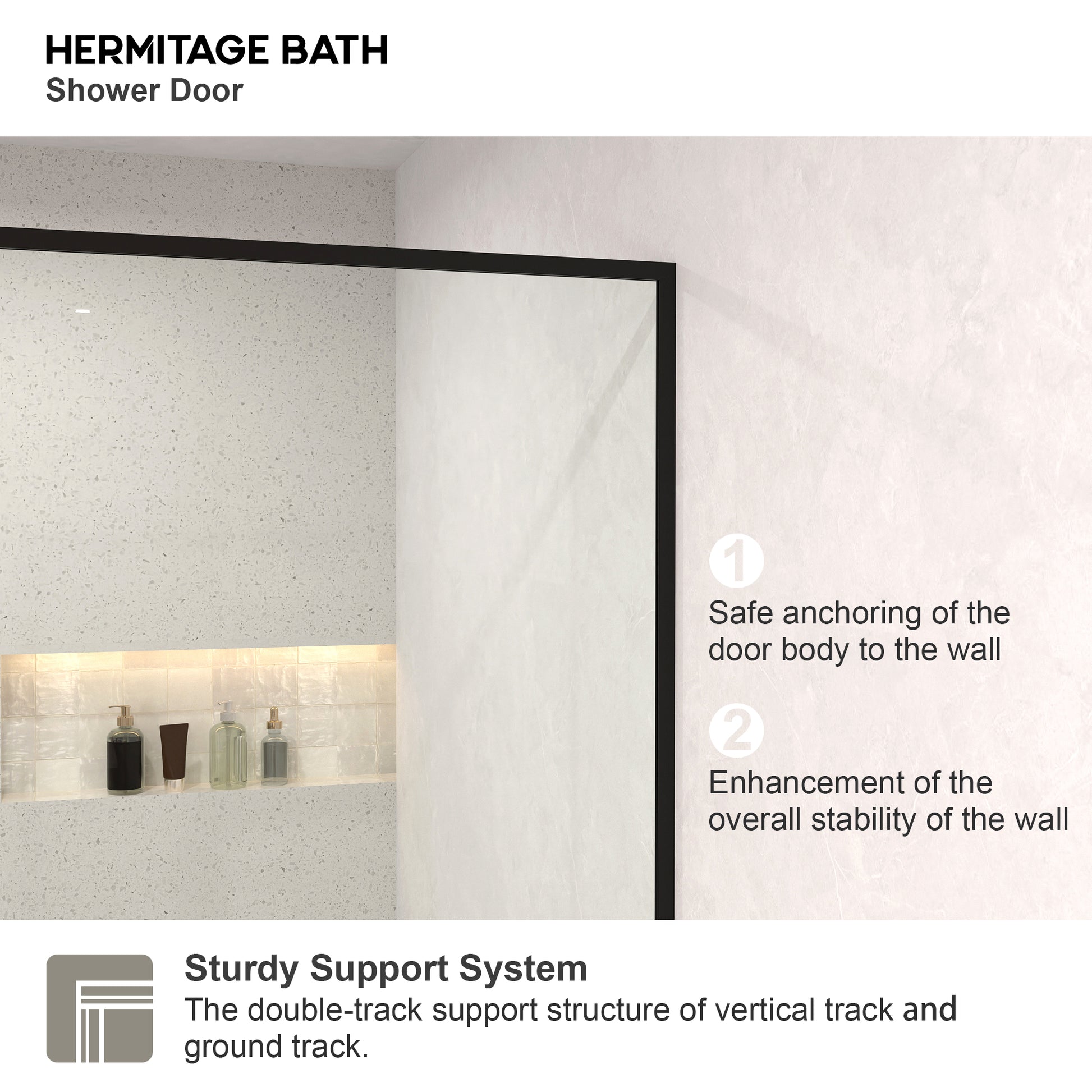 Monture 34 in. W x 72 in. H Fixed Framed Shower Screen Door in Matte Black 1010C-6_ce18ce4a-3e52-4720-a2e9-588497bb902b