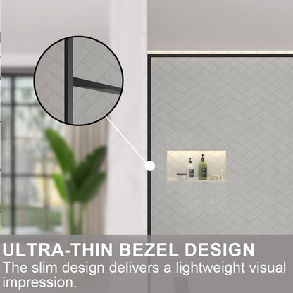 Nyssa 34 in. W x 72 in. H Framed Fixed Shower Screen Door in Matte Black with 5/16 in. (8mm) Tempered Glass