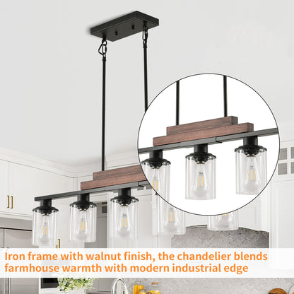 Taimei Aero 37 in. Industrial 5-Light Chandelier with Clear Glass Shades 10_006f376a-12f9-4e95-94f8-4d89ca8fe703