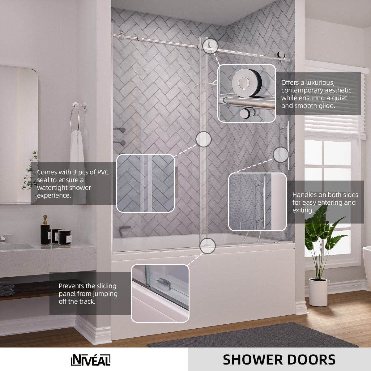 Niveal Vale 60 in. W x 60 in. H Sliding Semi Frameless Tub Door 10_0691babd-a9a4-4c29-9c03-a48bfa3dd8fa