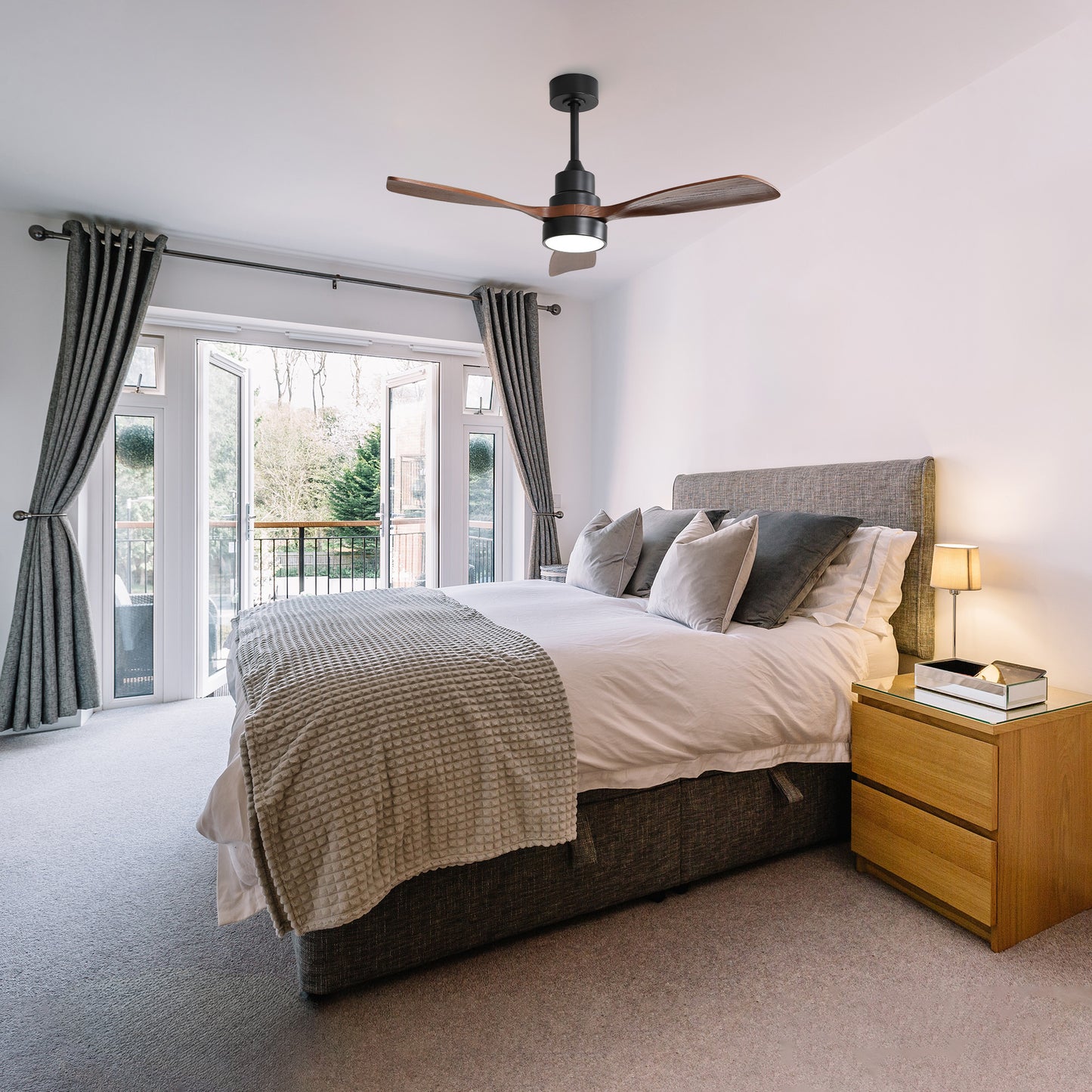 Taimei Auris 48 in. Downrod Standard Ceiling Fan with Integrated LED with Remote Included 3-Reversible Blades