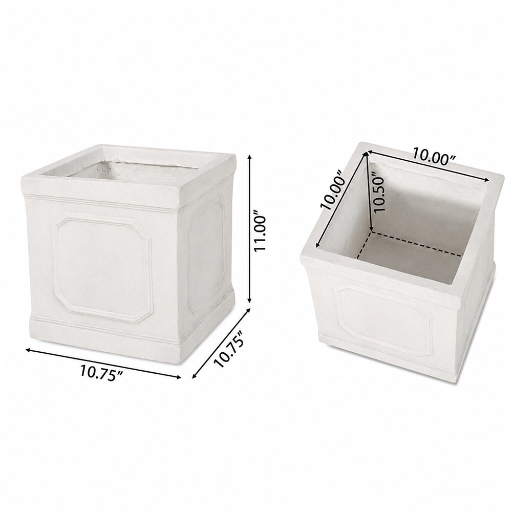Ellis 10.75 in. Indoor Outdoor Magnesium Oxide Planter with Drainage Hole Antique White