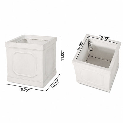 Ellis 10.75 in. Indoor Outdoor Magnesium Oxide Planter with Drainage Hole Antique White