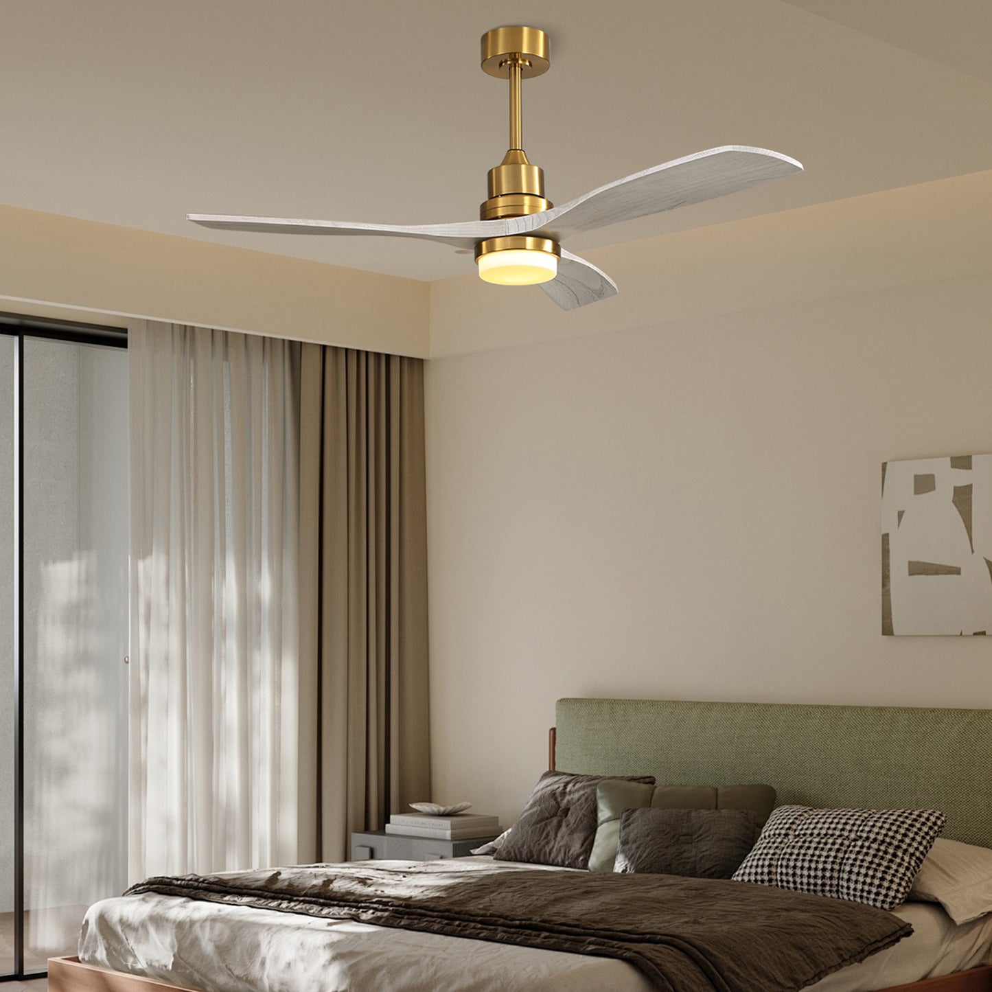 Taimei Nimis 52 in. Downrod Standard Ceiling Fan with Integrated LED with Remote Included DC Motor 10_147884d9-7ed3-44b0-a920-1f56a59106e0