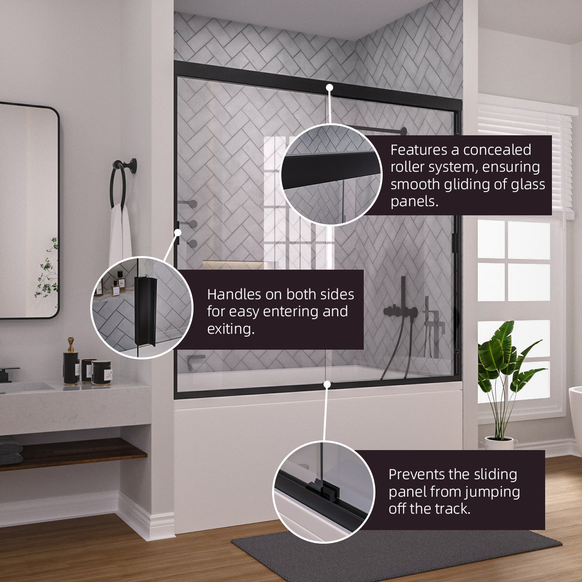 Niveal Breeze 60 in. W x 56 in. H Sliding Semi Frameless Tub Door with Clear Glass 10_186d837e-1476-4f0e-8325-2afe00db3d8a