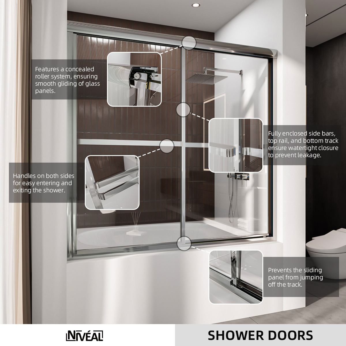Niveal Luminous 59 in. W x 56 in. H Sliding Framed Tub Door with Clear Tempered Glass 10_1a9379f3-a59f-4ce4-a0a4-6dfe47787791