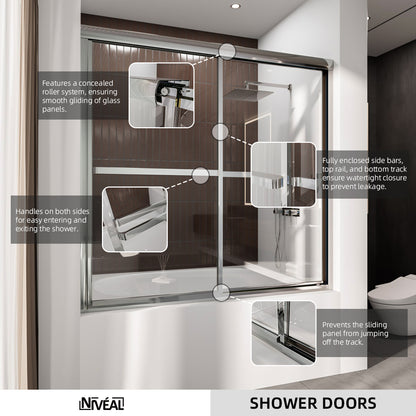 Niveal Luminous 59 in. W x 56 in. H Sliding Framed Tub Door with Clear Tempered Glass 10_1a9379f3-a59f-4ce4-a0a4-6dfe47787791