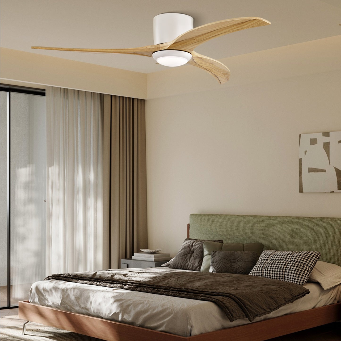 Taimei Niveu 52 in. Flush Mount Standard Ceiling Fan with Dimmable LED with Remote Included DC Motor 10_1d8819db-080b-4988-96fb-e15be31e443f