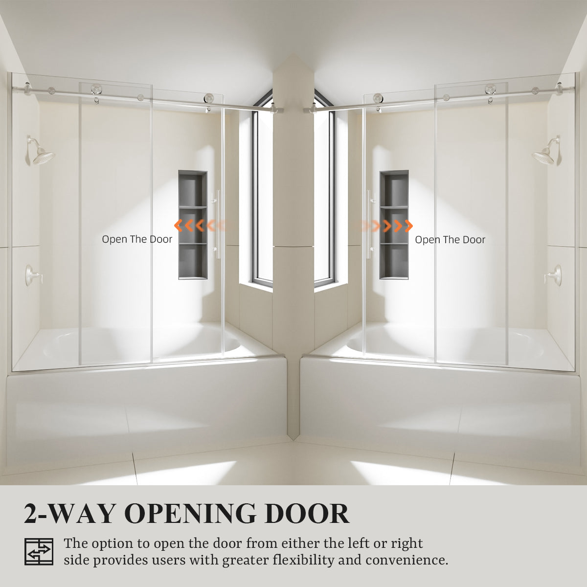 Nivorix Nexus 60 in. W x 60 in. H Sliding Semi-Frameless Tub Door with Clear Tempered Glass