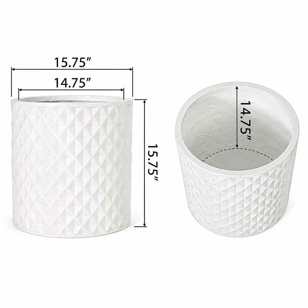 Vale 15.75 in. Outdoor Lightweight Concrete Planter with Natural Stone Finish White