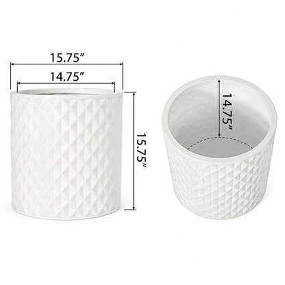 Vale 15.75 in. Outdoor Lightweight Concrete Planter with Natural Stone Finish White