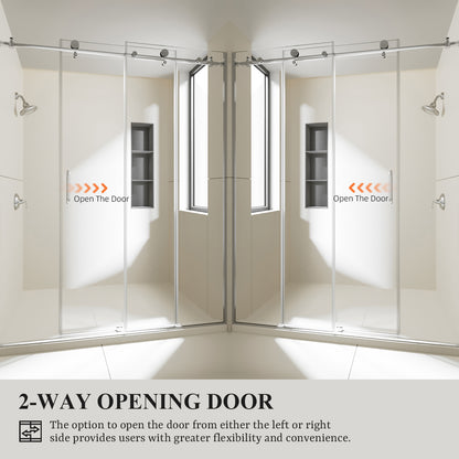 Nivorix Cryptic 60 in. W x 76 in. H Sliding Semi-Frameless Shower Door with Clear Glass 10_28cf9808-d74f-4a5d-a42a-ab579be113de
