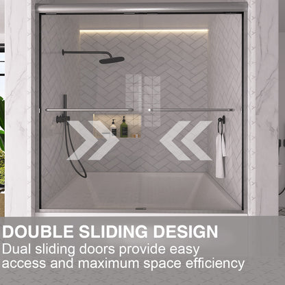 Shine 60 in. W x 56 in. H Semi-Frameless Sliding Tub Door with 1/4 in. Clear Tempered Glass 10_2c4e6943-3ba9-4431-b43d-d88bd729a63a