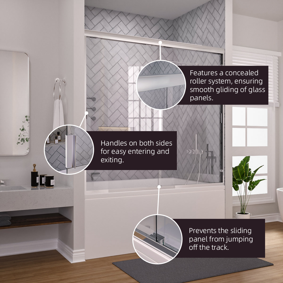 Niveal Breeze 60 in. W x 56 in. H Sliding Semi Frameless Tub Door with Clear Glass 10_36b73c2f-57d0-4b3c-9179-baef4fefc5f9