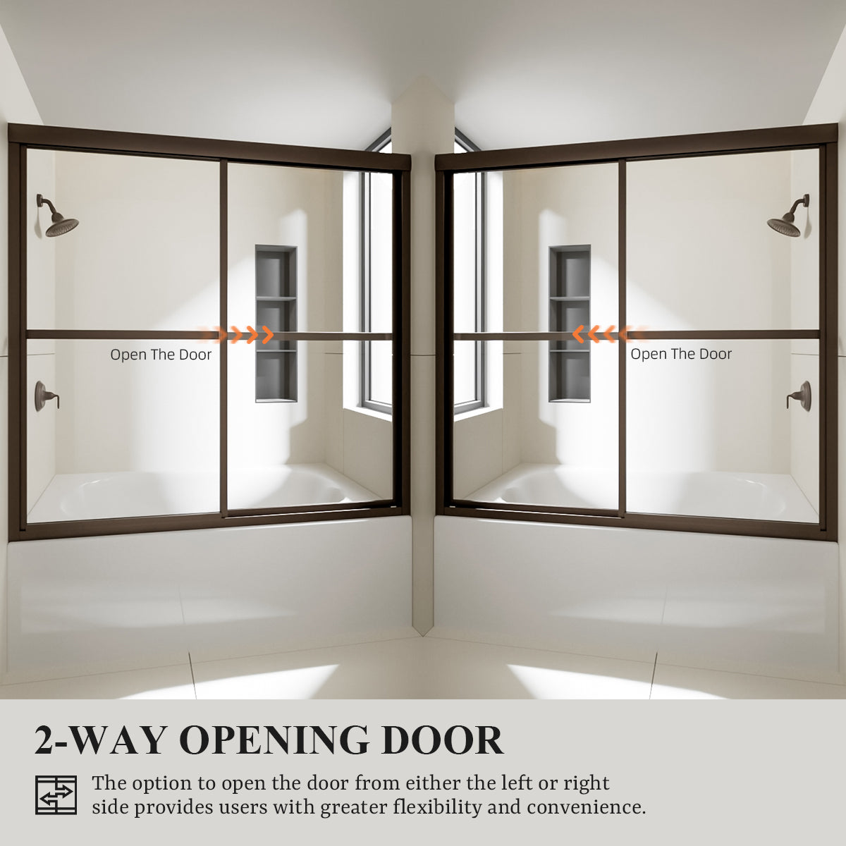 Nivorix Cleo 59 in. W x 56 in. H Sliding Framed Tub Door with Clear Tempered Glass