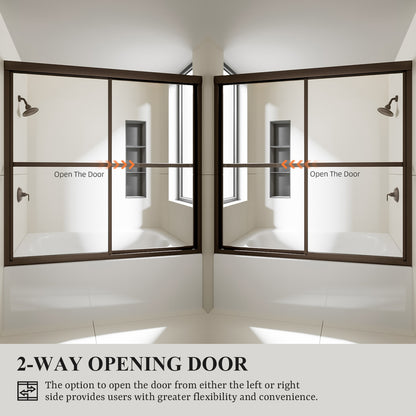 Nivorix Cleo 59 in. W x 56 in. H Sliding Framed Tub Door with Clear Tempered Glass