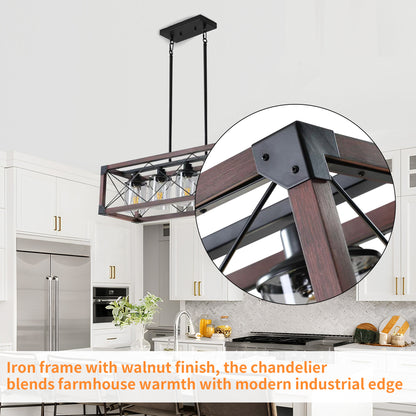 Taimei Fioris 32 in. 5-Light Industrial Farmhouse Rectangle Pendant Light With Lampshades 10_3cb06bc5-3c45-4c07-9778-7b957d273009