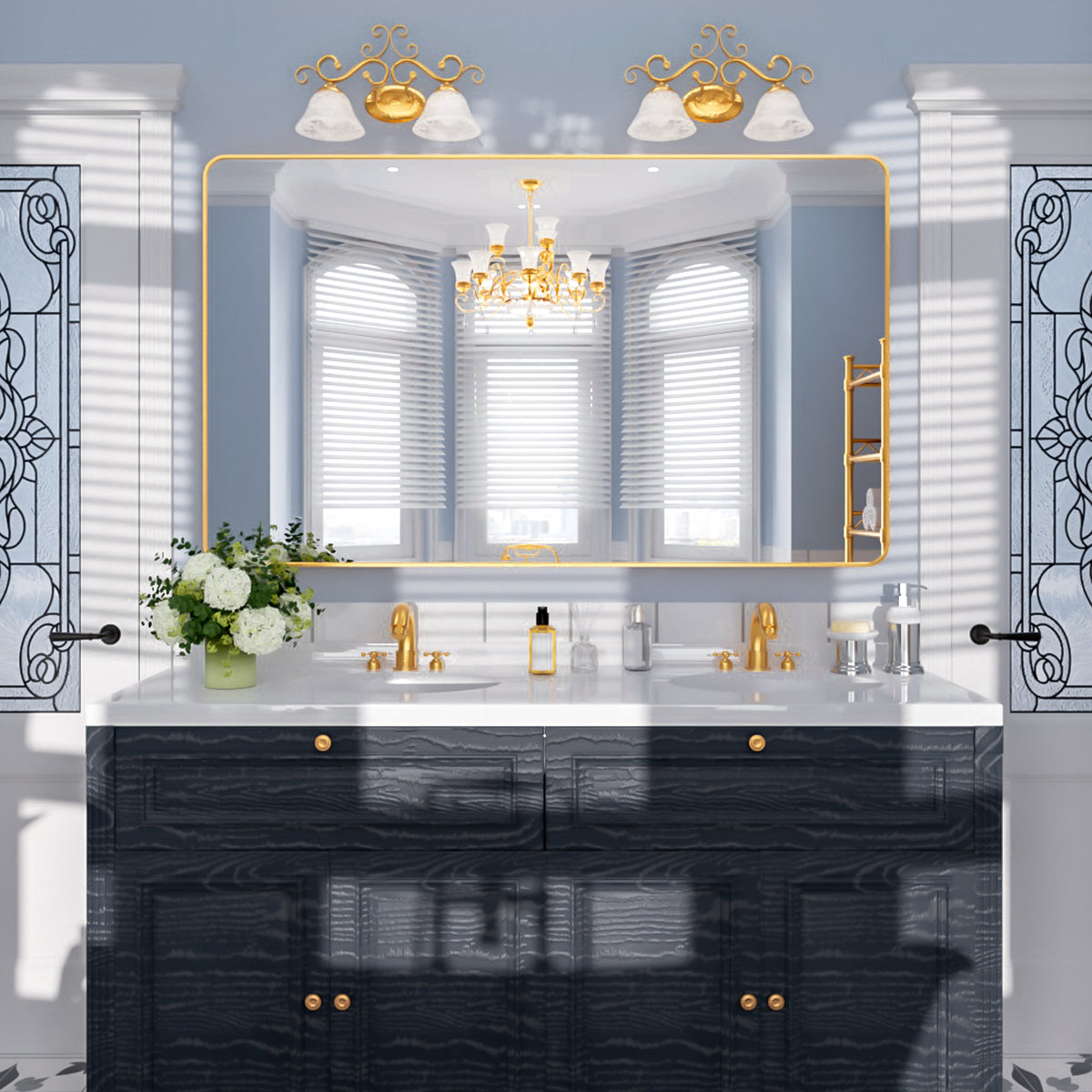 Nivorix NRSM Series Tempered Glass Brushed Nickel Rectangular Framed Wall Bathroom Vanity Mirror 10_4336588d-755c-4d7e-bcf5-927f6b79caf7