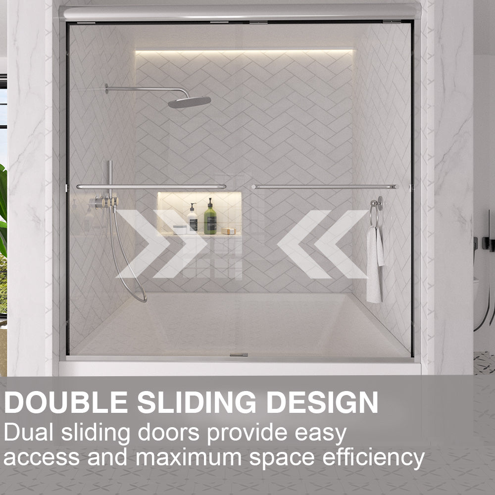 Shine 60 in. W x 56 in. H Semi-Frameless Sliding Tub Door with 1/4 in. Clear Tempered Glass 10_46cf8fe7-7101-42bc-9e16-3e3e9d8134e1