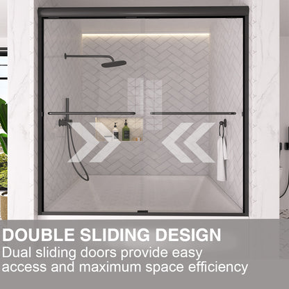 Shine 60 in. W x 56 in. H Semi-Frameless Sliding Tub Door with 1/4 in. Clear Tempered Glass 10_4a3da65f-6077-41a9-a86f-e95d351c6659