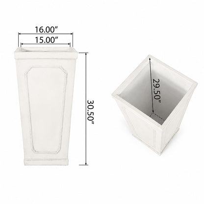 Ellis 16 in. Indoor Outdoor Magnesium Oxide Planter with Drainage Hole Antique White