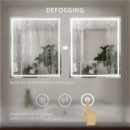 Niveal LMD Series Rectangular Frameless LED Wall Bathroom Vanity Mirror in Silver