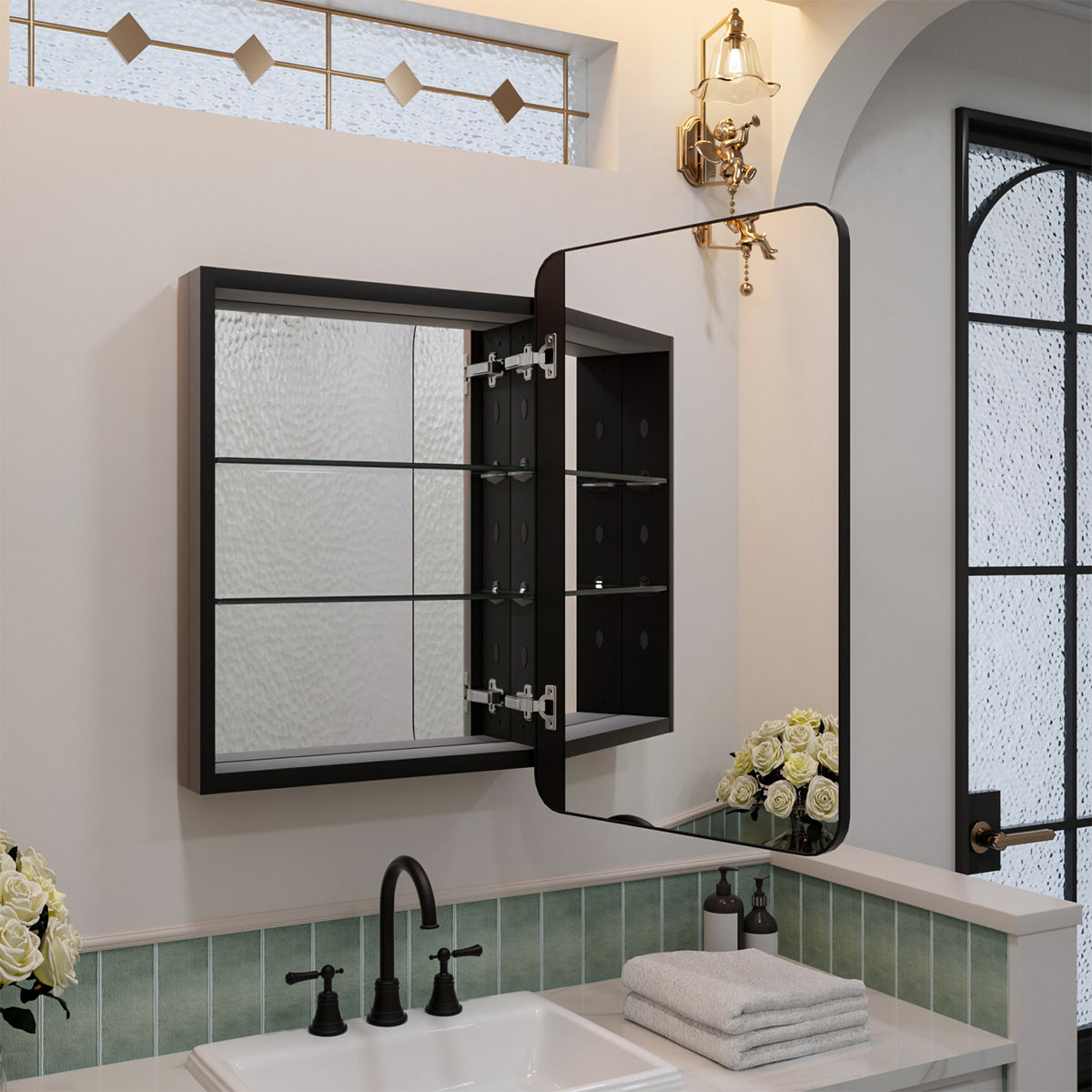Nivorix NRFM Series Rectangular Aluminum Framed Medicine Cabinet with Mirror 10_56f45ab3-f5db-4283-8829-d2d1cd7ad374