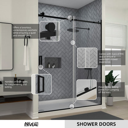 Niveal Vista 60 in. W x 76 in. H Sliding Semi-Frameless Shower Door with Clear Glass