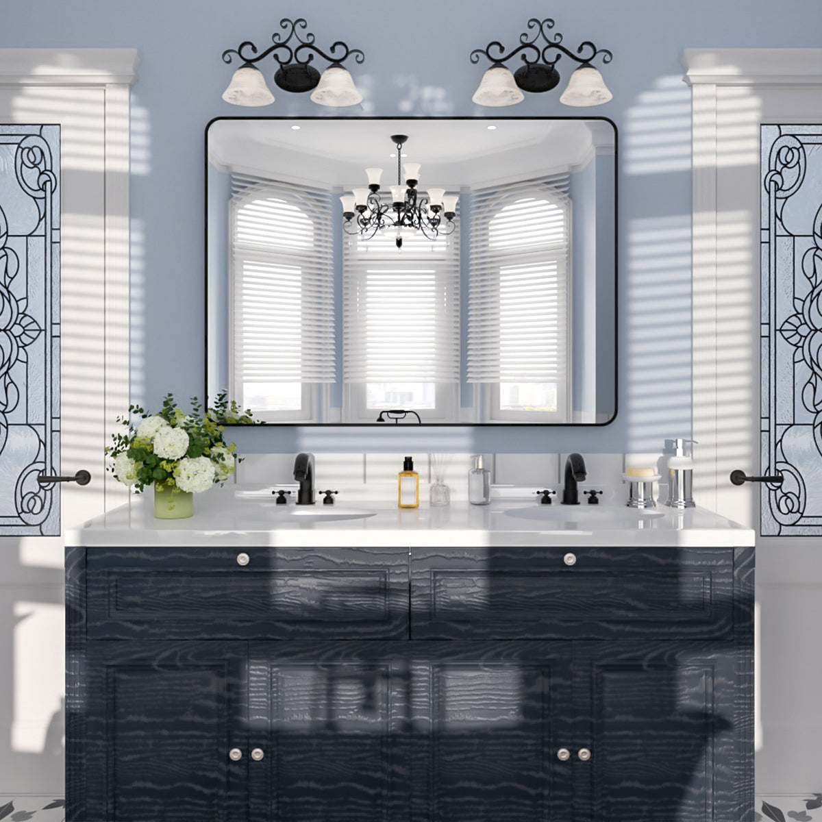 Nivorix NRSM Series Tempered Glass Brushed Nickel Rectangular Framed Wall Bathroom Vanity Mirror 10_5bd75a71-8320-41ab-83ba-4e3af4d35624