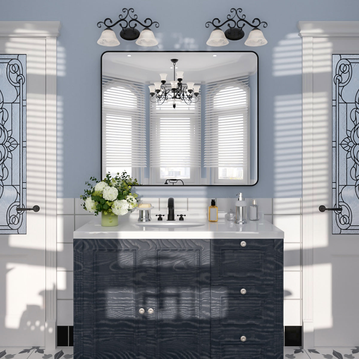 Nivorix NRSM Series Tempered Glass Brushed Nickel Rectangular Framed Wall Bathroom Vanity Mirror 10_5e987c3f-d213-4608-9018-90ec136f1c67