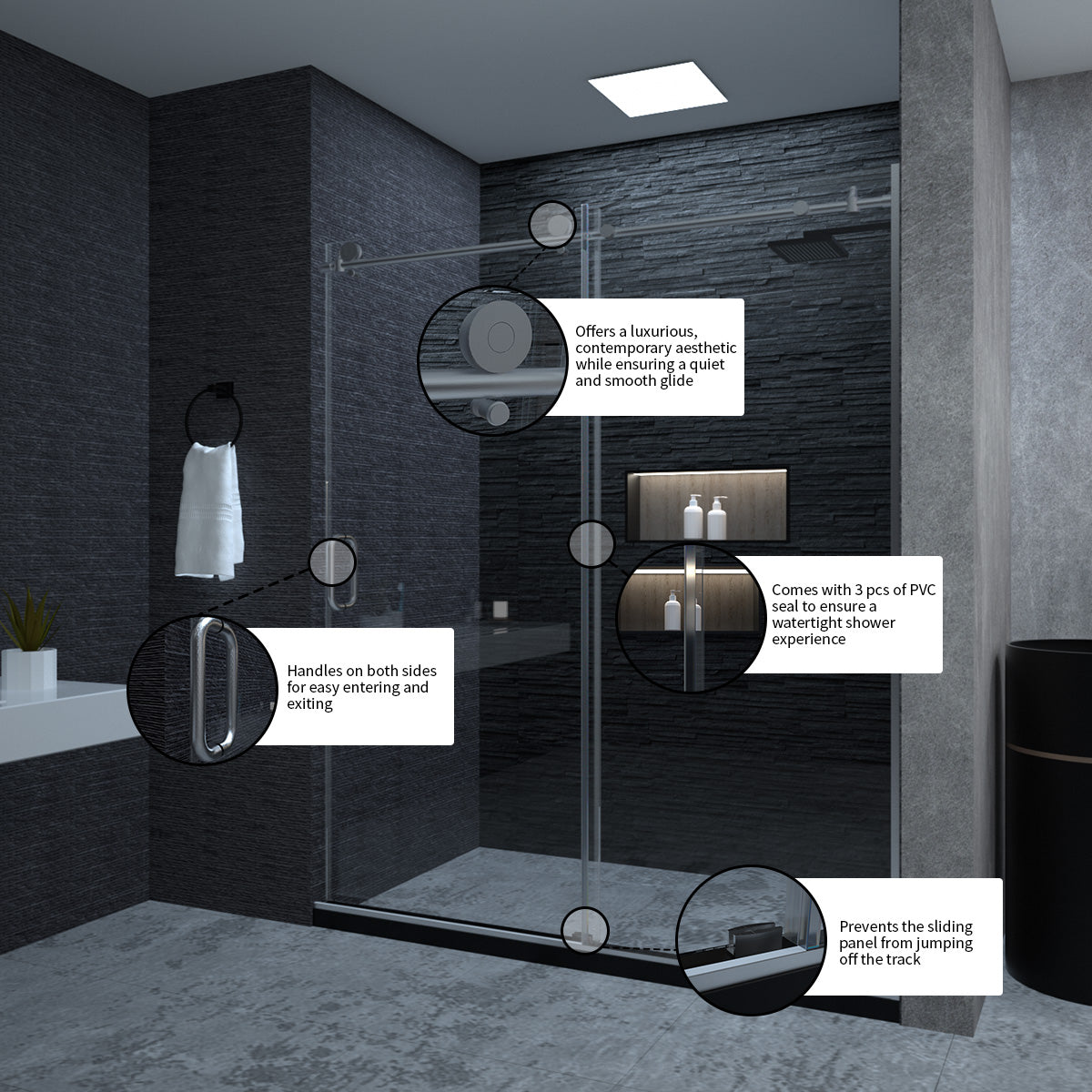 Niveal Ruhr 60 in. W x 76 in. H Sliding Semi-Frameless Shower Door with Clear Glass 10_662c3734-2fd2-4066-8c0b-3d6a31a1ee01
