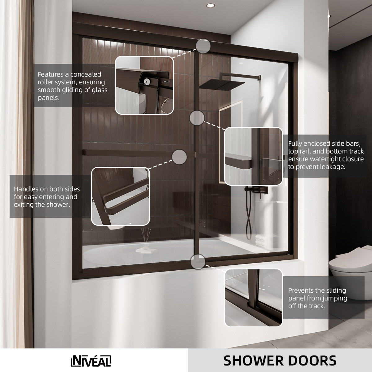 Niveal Luminous 59 in. W x 56 in. H Sliding Framed Tub Door with Clear Tempered Glass 10_685fee46-3524-4d50-9a53-ba6d5b791f35