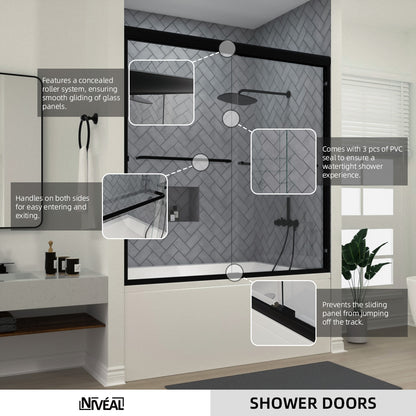 Niveal Bliss 60 in. W x 56 in. H Sliding Semi Frameless Tub Door with Clear Glass 10_68af448d-0d3a-4991-b424-8cbc71a31141